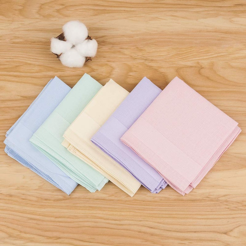 HOULIFE Ladies 100% 60S Cotton Handkerchiefs Womens Solid Candy Color Hankies for Wedding Party 16x16 - Image 4